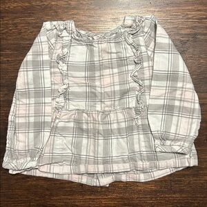 Carter's Pink and Gray Plaid Ruffle Top